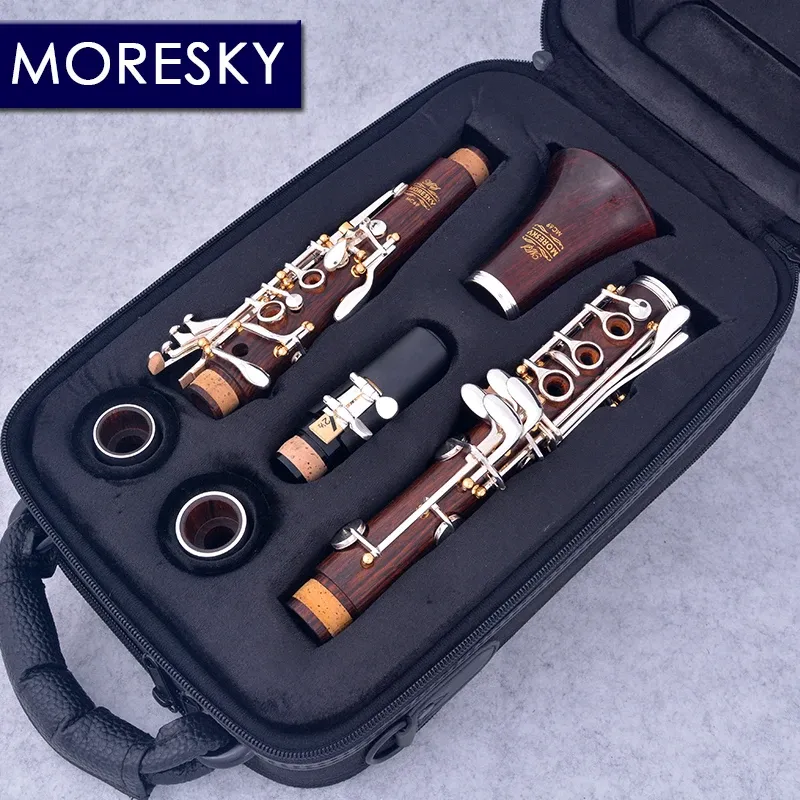 MORESKY Clarinetto professionale Cocobolo C Tune 17 tasti Clarinetto placcato argento In Do MC69