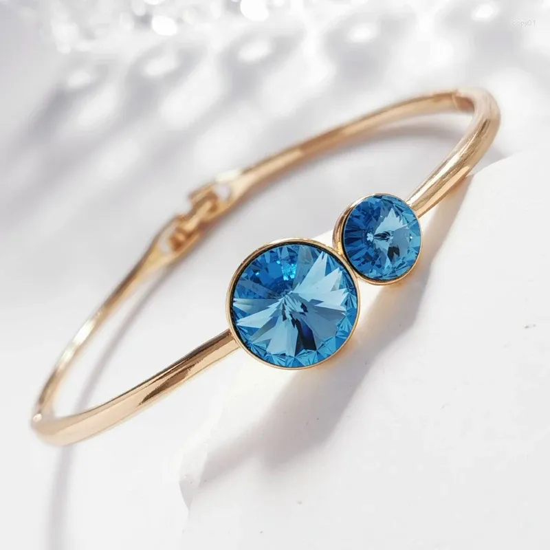 Kolor Bangle Gold wypełniony dla kobiet wykonany z kryształów z Austrii moda geometryczna luksusowa dziewczyna bransoletki bijoux prezent
