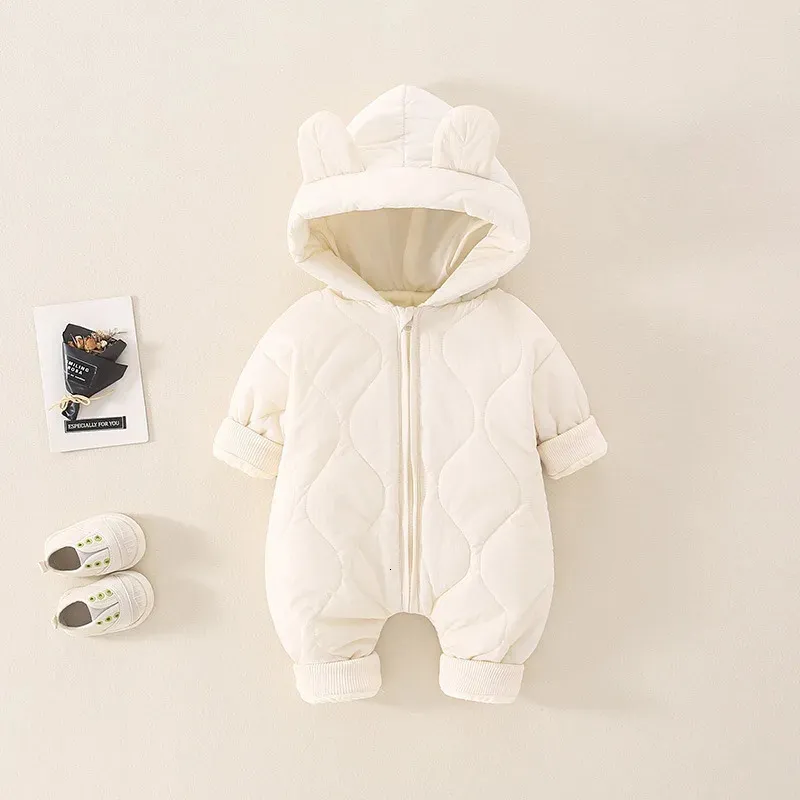 Babykleding 0 tot 12 maanden Jumpsuit Baby met capuchon Dikke romper Lange mouw Rits Thermische baby's Kinderjas 5-dagen 231225