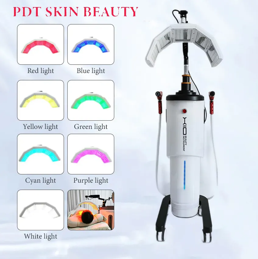 수직 3 in 1 PDT Phototherapy + 열 열 피부 리프팅 7 색 주름 제거 얼굴 회사 PDT LED LED LIGH