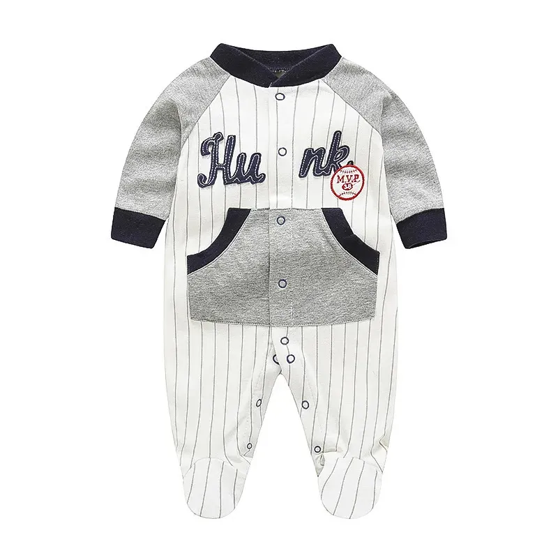 Baby Baseball Clothes Cotton born Layette 0 3 6 9 12 Months Long Sleeve Mvp Footie Pajamas Toddler Boy Costume First Jumpsuit 231225