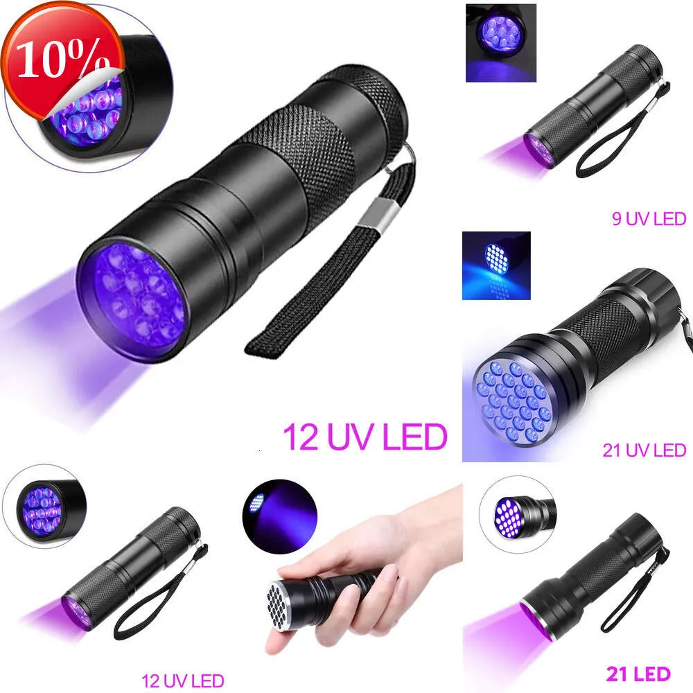 Nouvelles lanternes portables lumière noire lumière UV 21 LED 395nm lampe de poche UV puissante mini lampe de poche lumière noire détecteur de lumière UV pour scorpion d'urine d'animal de compagnie