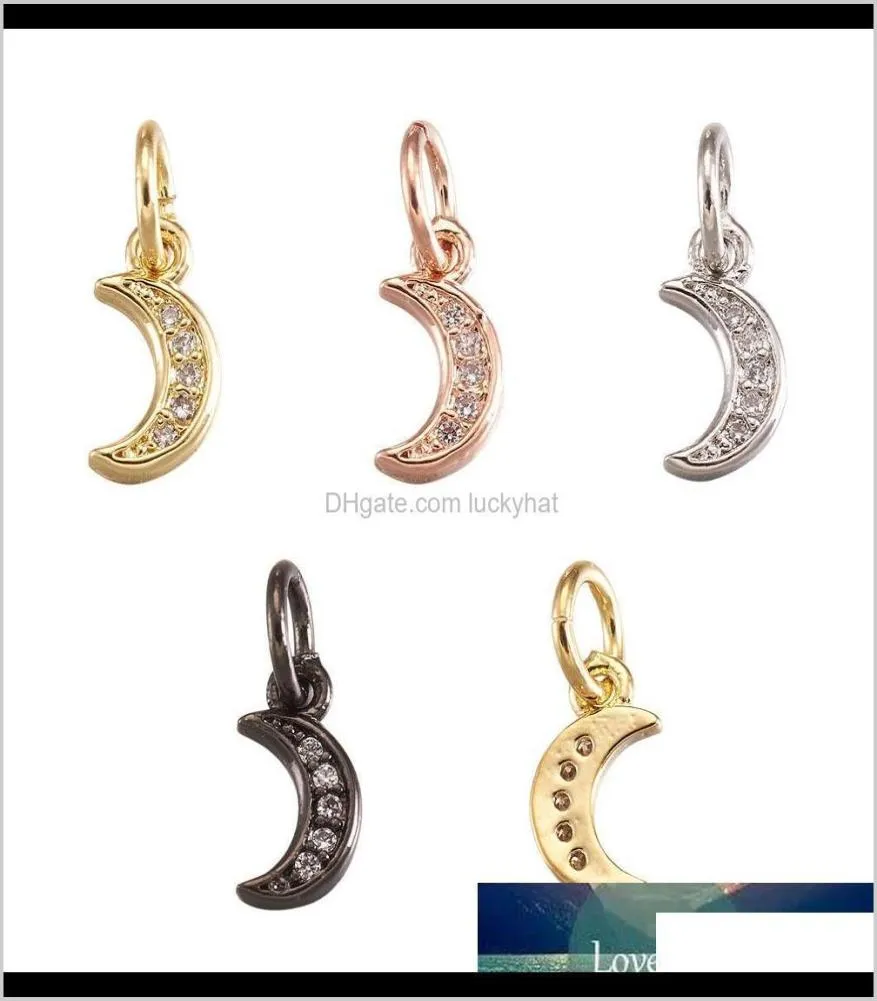 7 pçs latão micro pave zircônia cúbica lua charme pingentes para fazer jóias diy pulseira colar decoração accessorrieshole35mm ljjij3013639