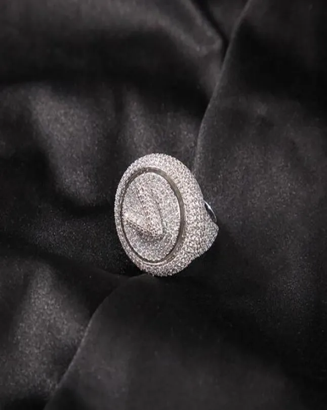Nom personnalisé A Z Spin anneaux 360 anneaux rotatifs zircon cubique bijoux bricolage hommes femmes cadeau Hip Hop bijoux 1186724