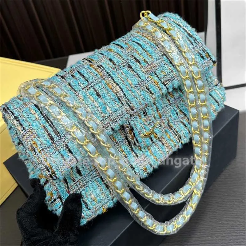 Chain Women Woven Luxury Button Brand Base Celebrity Bag Gold Crossbody Wool Single Swo Show a 25 cm CF