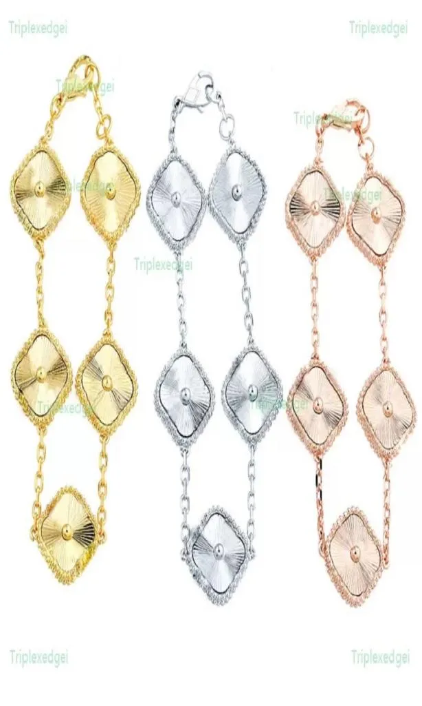 Collana in argento S925 firmata Fritillaria Fashion Classic 4 Braccialetti con ciondoli a forma di quadrifoglio Catena in oro 18 carati per donna Ragazza 8590270