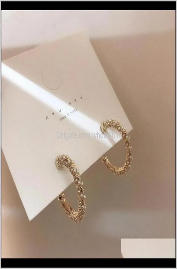 Hoop Hie Livraison 2021 Mode coréenne exagération douce grand cercle en métal rond perle d'eau douce boucles d'oreilles bijoux pour femmes5895319