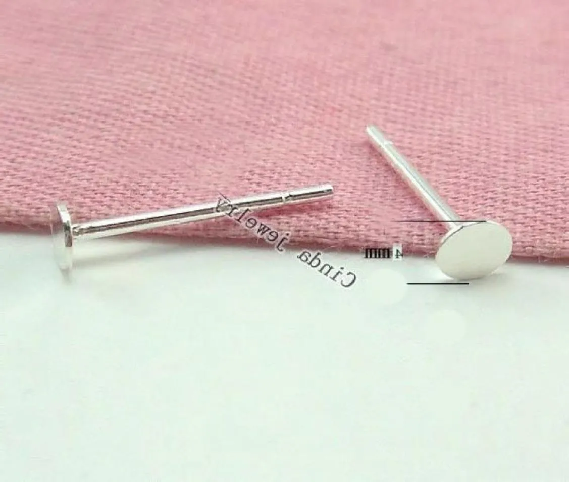 Smyckesfyndkomponenter Kontakter 20pcslot 925 Sterling Silver Earring Nail For DIY Gift Craft 4mm W2952806438