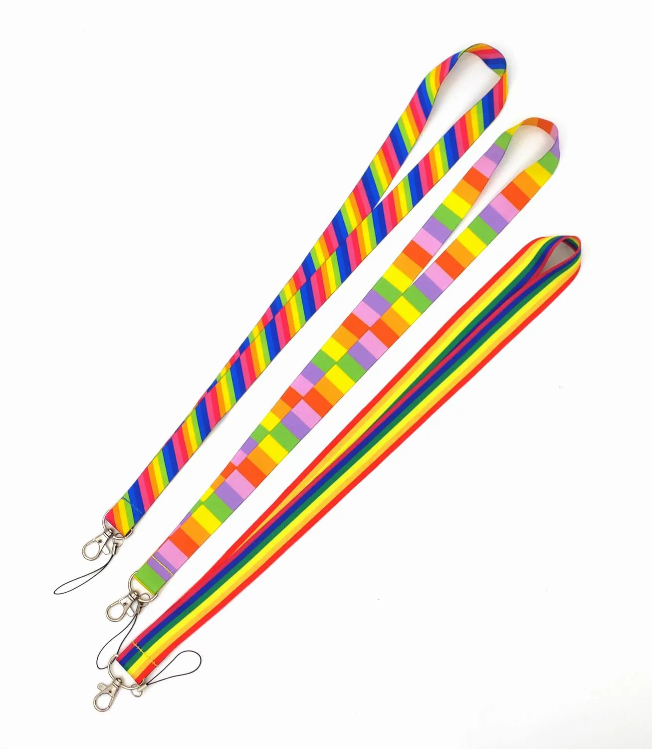 Sangles de téléphone portable, 100 pièces, breloques arc-en-ciel multicolores, porte-clés, lanière pour clés mobiles, porte-Badge d'identification, sangles de cou, vente en gros