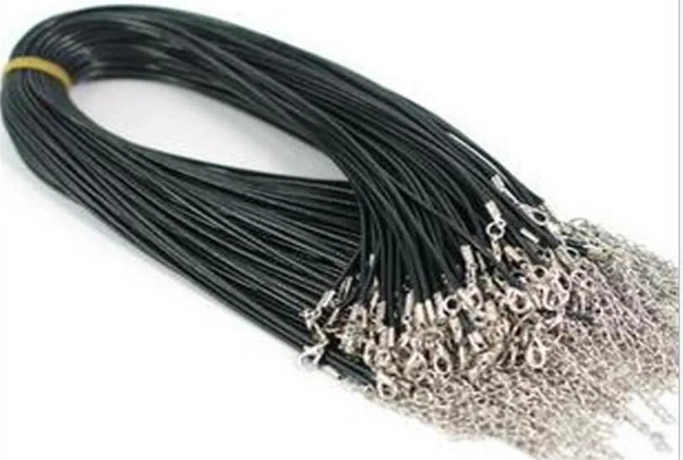 100 st mycket Svart gummiladdhalsband med hummerklasspar för DIY Craft Fashion Jewelry 18inch W4242V8705691