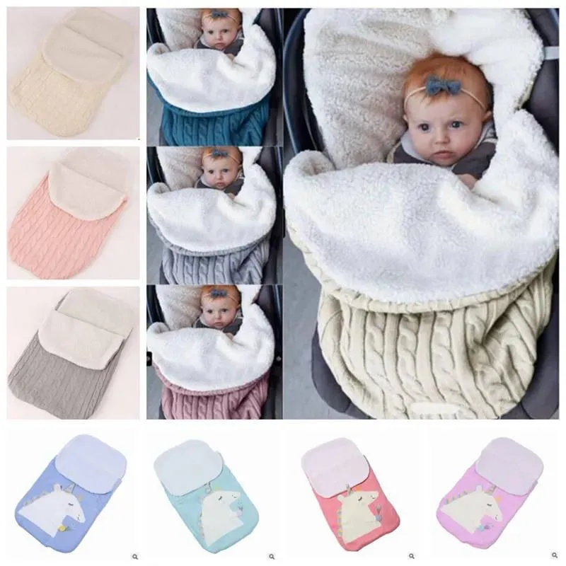 Svadlande baby sovsäckar ins vinter babys filt enhörning spädbarn svängande mjuk nyfödd barnvagn vagn swaddle bomull varm sömn säck yl5