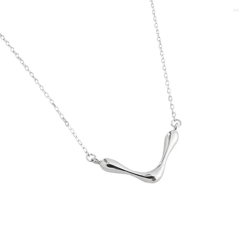 Collane con ciondolo Collana in argento sterling In nicchia Semplice lettera V Femminile Versatile Clavicola da donna