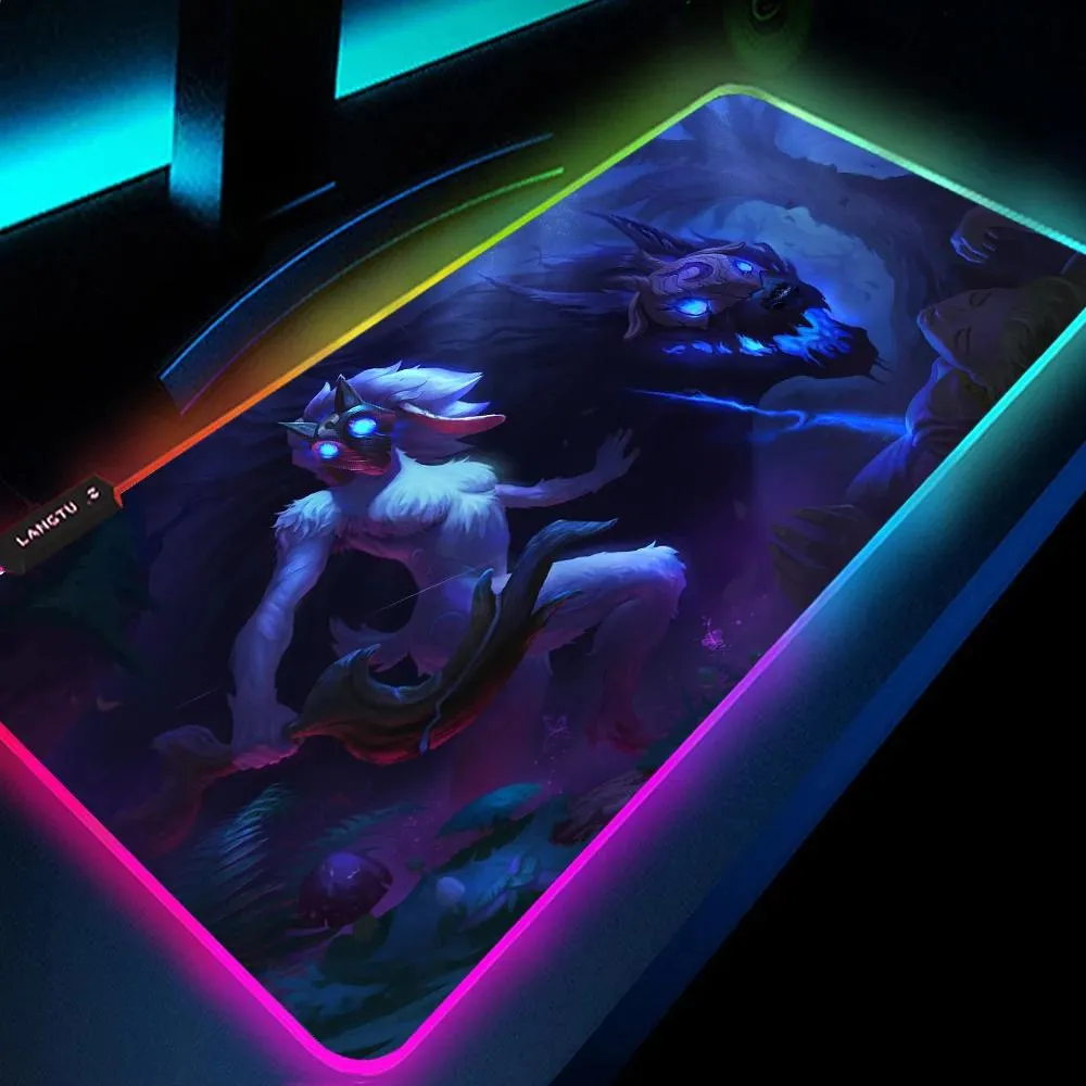 RESTS MOUSEPAD RGB League of LegendsゲームテーブルLol -Kindred Mouse Gamer Girl Hot Pad Laptop Laptop Gaming Desk Mat Table Computer Carpet