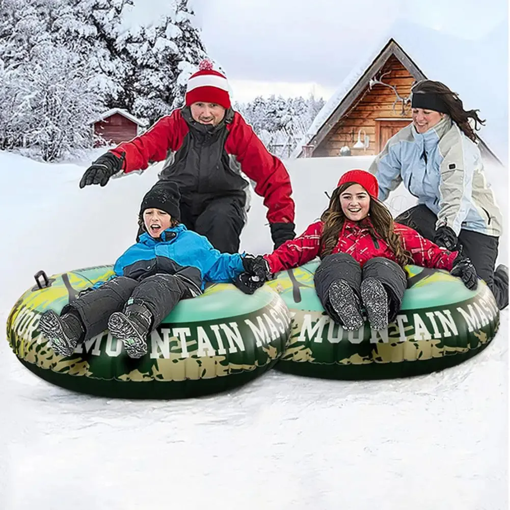 47 inch Ski Tube Ski Slee Opblaasbare Outdoor Recreatie Ski Tube Slijtvast Schedel Patroon Winter Sneeuw Slee voor Outdoor 231225