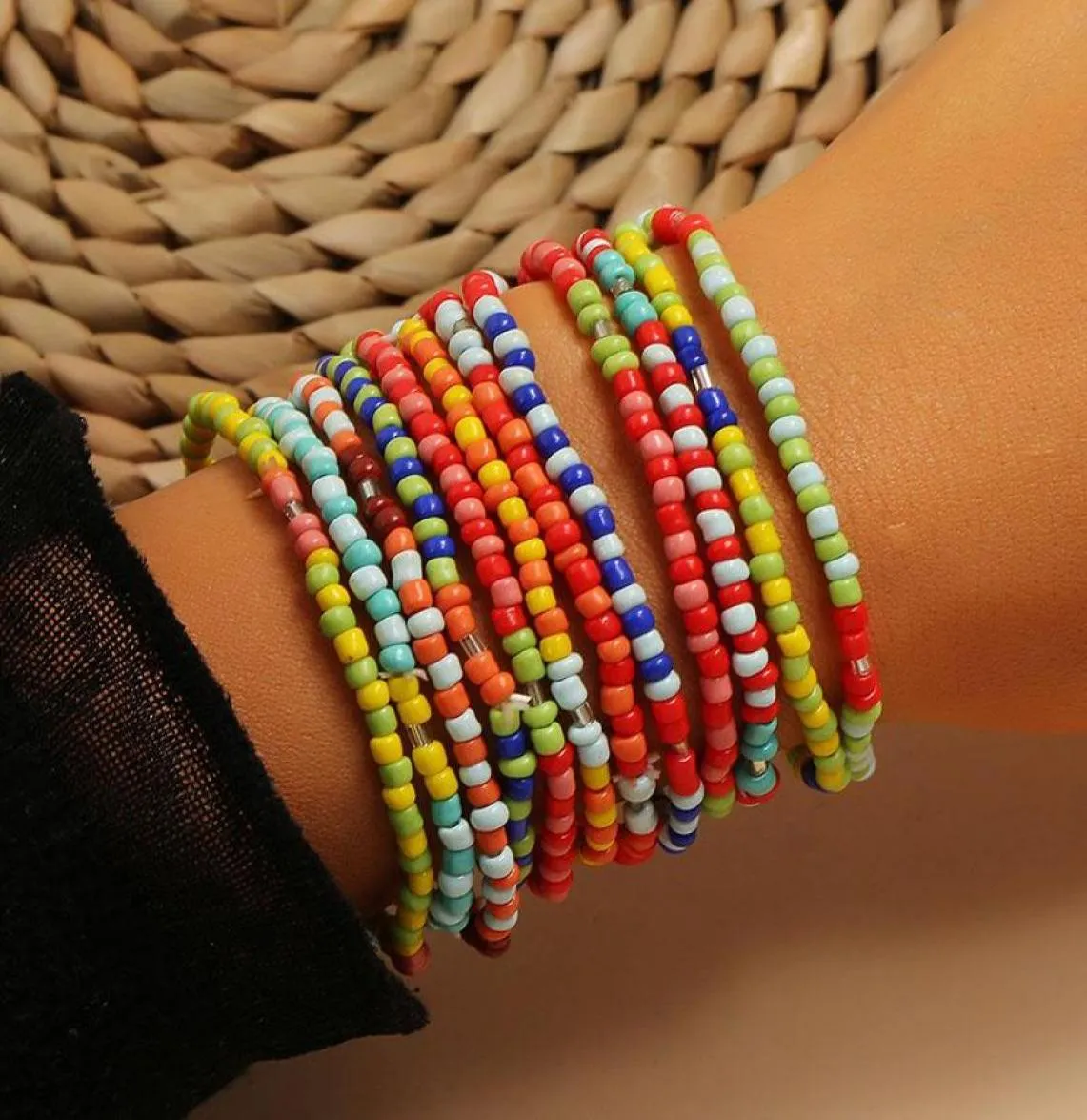 Fios frisados 12 pçsset artesanal colorido contas pulseiras para mulheres étnicas áfrica conjunto boho braclets acessórios girls2064183