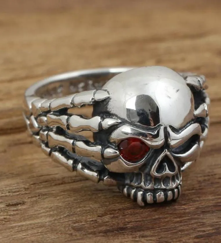 Clusterringe 925 STERLING SILBER Totenkopf Klaue Herren039s RING Schmuck Herren Geschenk A2128124520