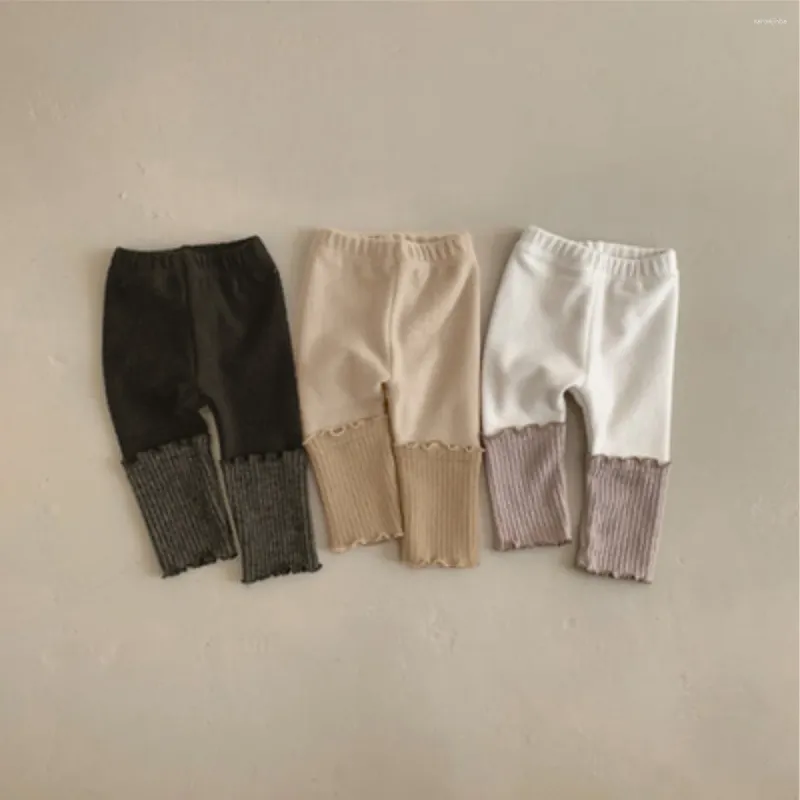 Trousers 2023 Winter Baby Girl Fleece Leggings Cotton Infant Ribbed Splice Warm Toddler Girls Casual Pants Children Clothes