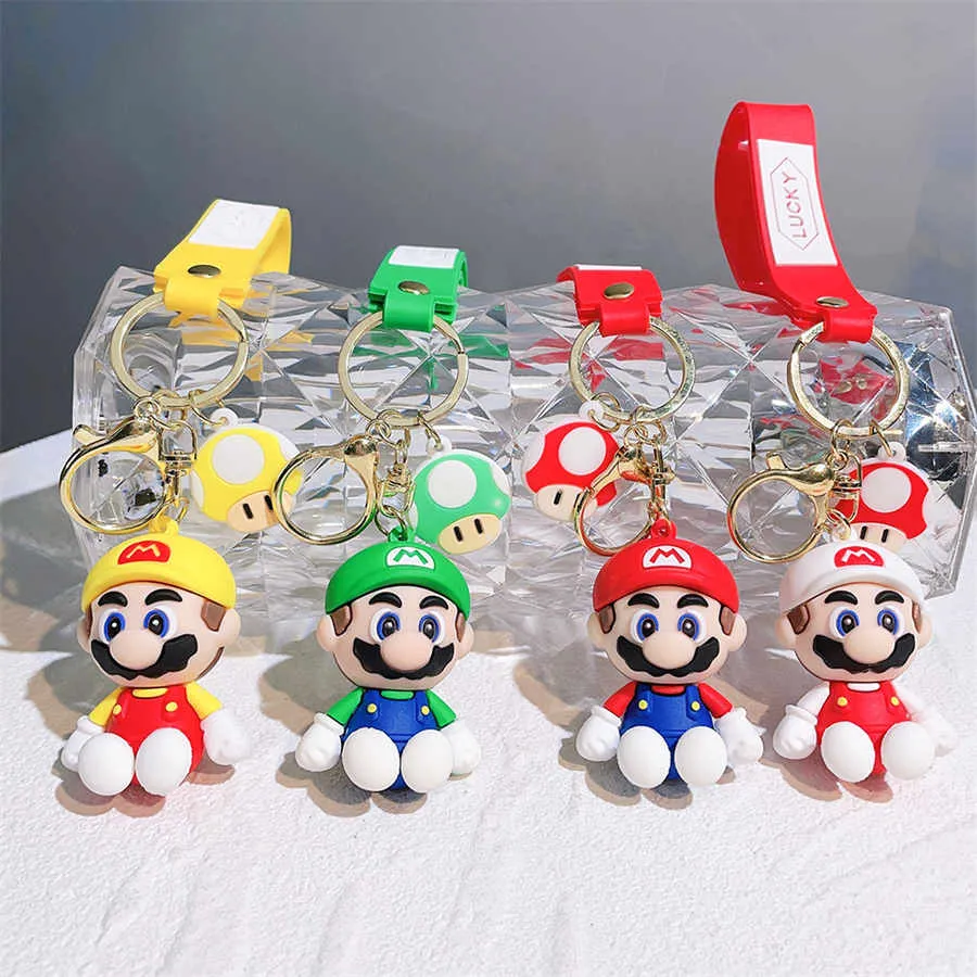 Anime Game Mushroom Bros Yoshi stripfiguur figuur sleutelhanger rubberen sleutelhanger 3D PVC sleutelhanger