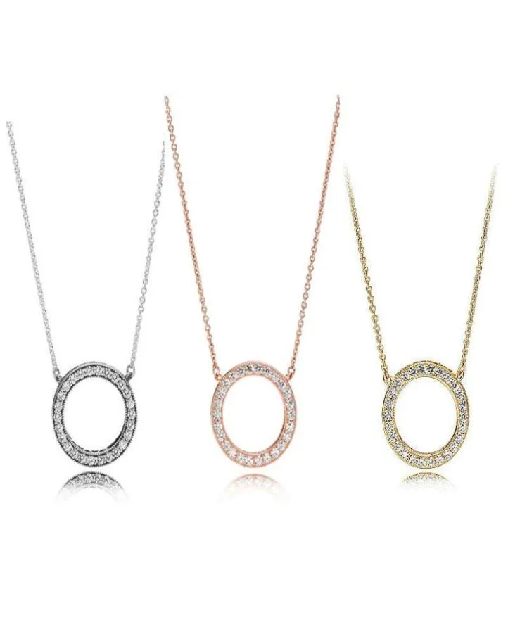 nieuwe kwaliteit sterling zilveren ketting zd diamant ronde rose gouden hanger stijl kristallen ketting vrouwen mode-sieraden9728297