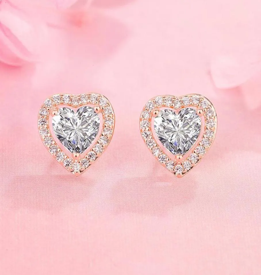 Stud 14K Rose Gold Granaat Oorbel Voor Vrouwen Fijne Witte Natuurlijke Diamant Aretes De Mujer Orecchini Bizuteria Oorbellen6081647