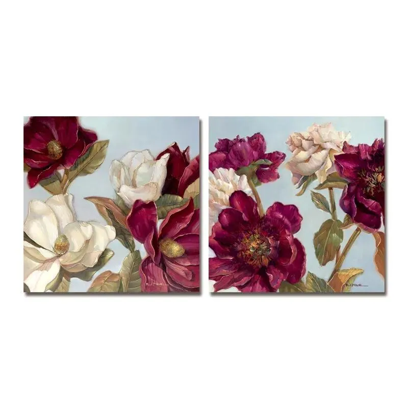 Painting DYC 10061 2PCS Red Flowers Print Art Ready to Hang Paintings