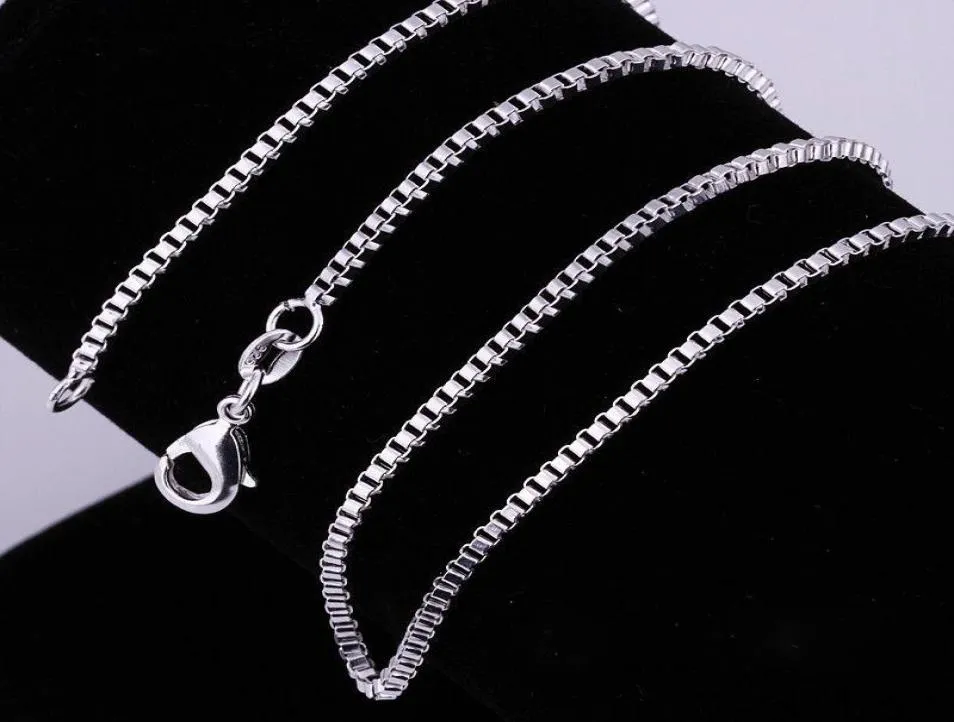 20pcslot 925 Necklace 2mm Box Link Chains Jewely 16quot18quot20quot22quot24quot26quot28quot30quot8413556