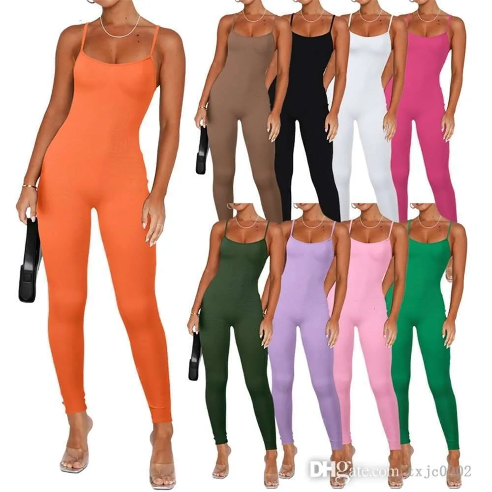 Kobiety Jumpsuits Designer Nowa moda Wygodna Slim Seksowna długie ciasne ciasne paski Rompers 9 kolorów