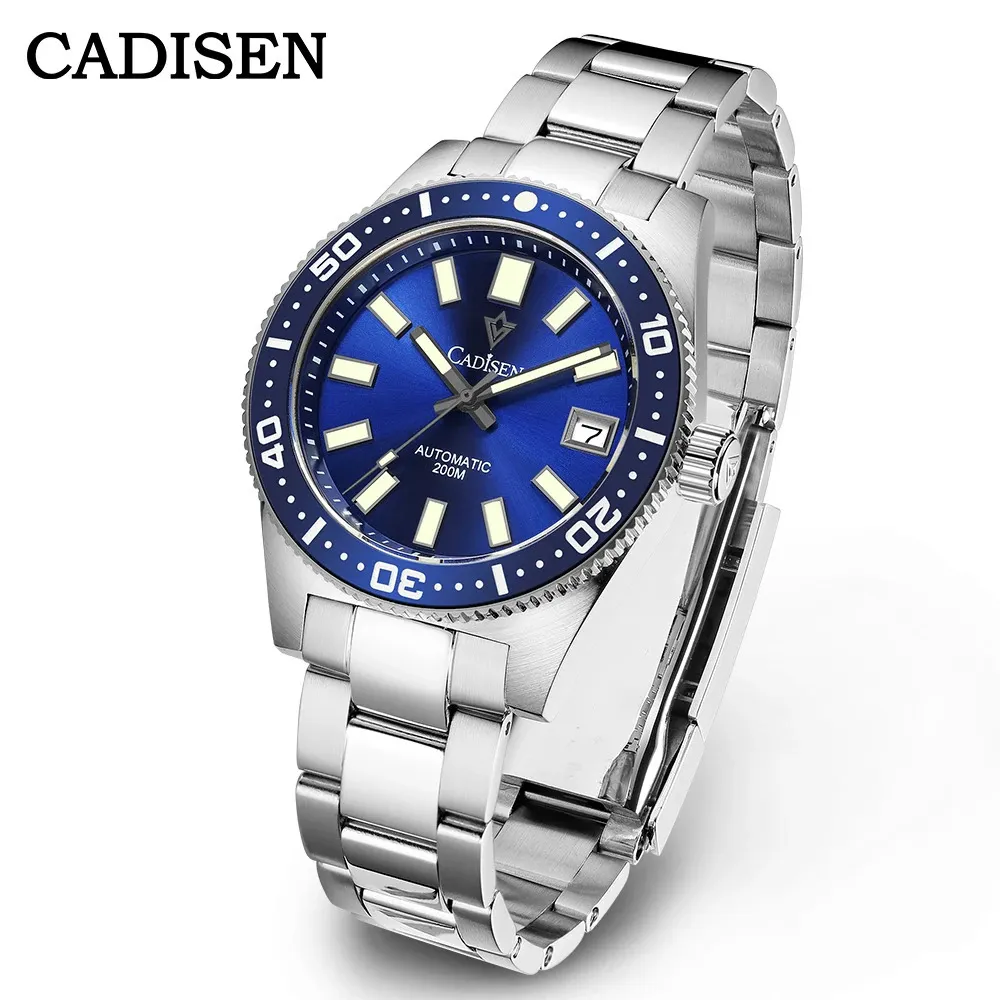 CADISEN – montre de plongée pour hommes, 38mm, japon, NH35A, automatique, mécanique, verre saphir, Date lumineuse, étanche à 200M, 231226