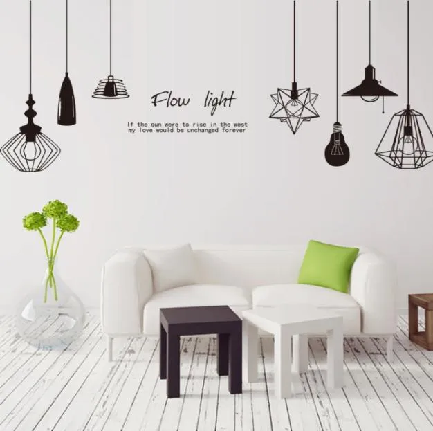 Black Chandelier Wall Sticker DIY Wall Lamp Stickers for Living Room Photography Studio Decoration 2012027813118