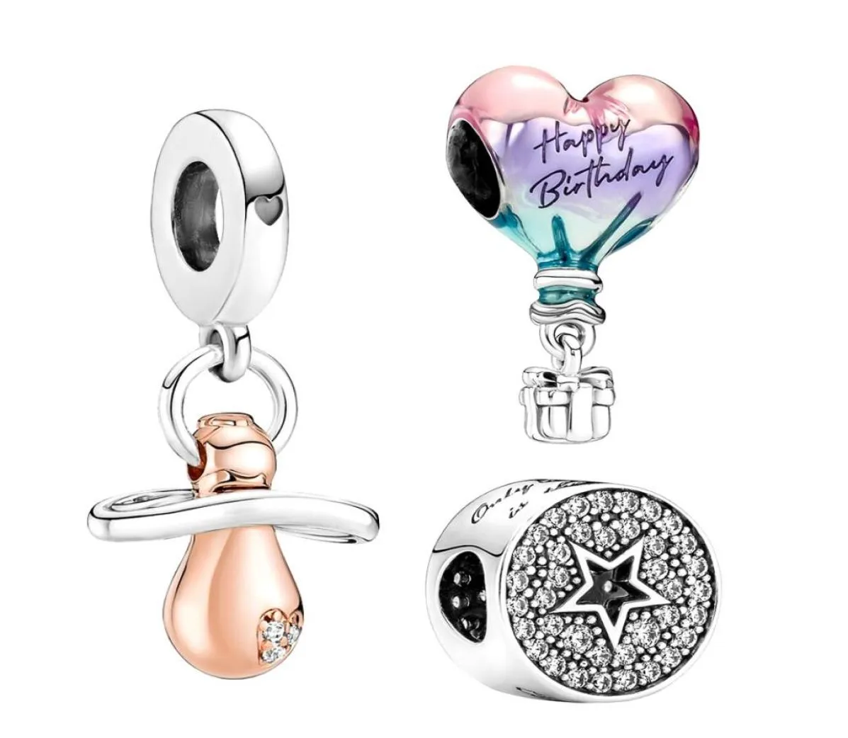 925 Sterling Silber Anhänger Charms für Originalverpackung Happy Birthday Hot Air Balloon Charm European Bead Charms Armband Halskette Schmuck5840751