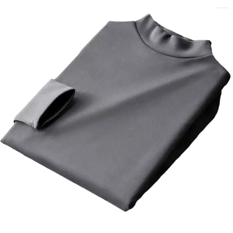 Men's T Shirts Casual Half High Neck Basic T-Shirt Long Sleeve Solid Color Thick Stretch Bottoming Tee Tops Undershirt Shirt Clothing