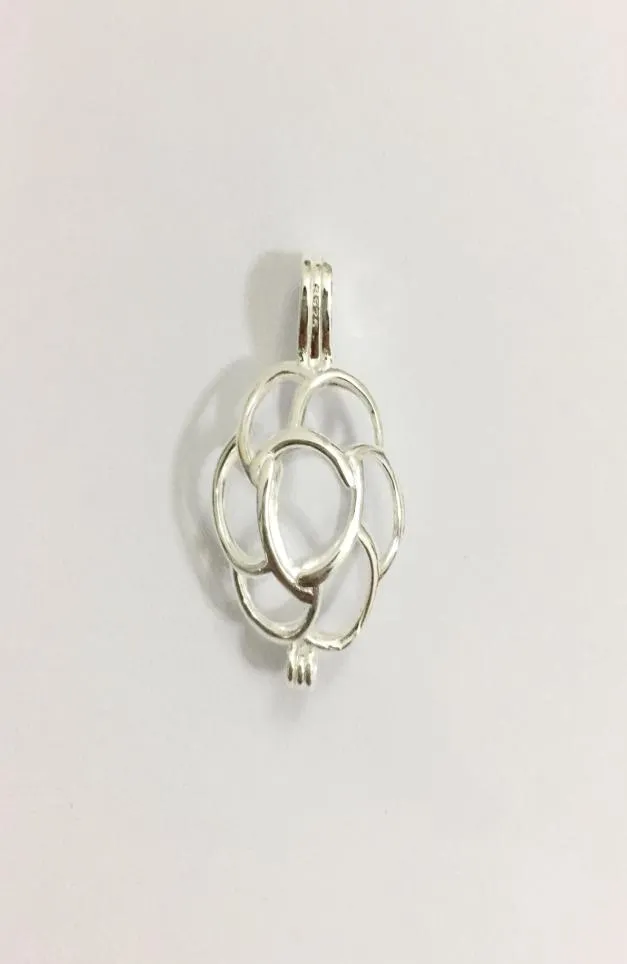 925 Silver Rose Locket Cage Can Hold A Pearl Gem Bead Pendant Mounting Sterling Silver Hollow Rose Flower Pendant Fitting6454556