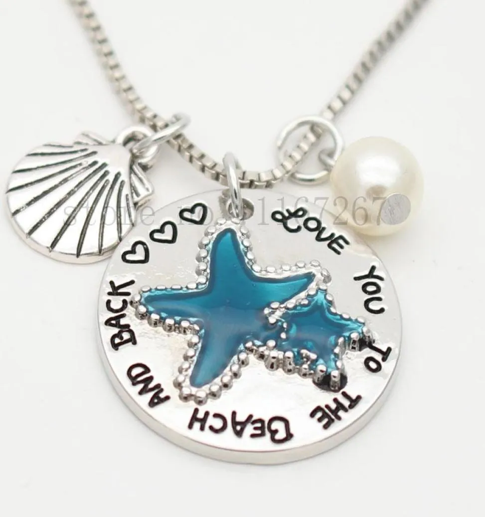 I Love you to the beach and backquot Beach keychain necklace Natural necklace Summer jewelry Women039s Starfish Necklace4946080