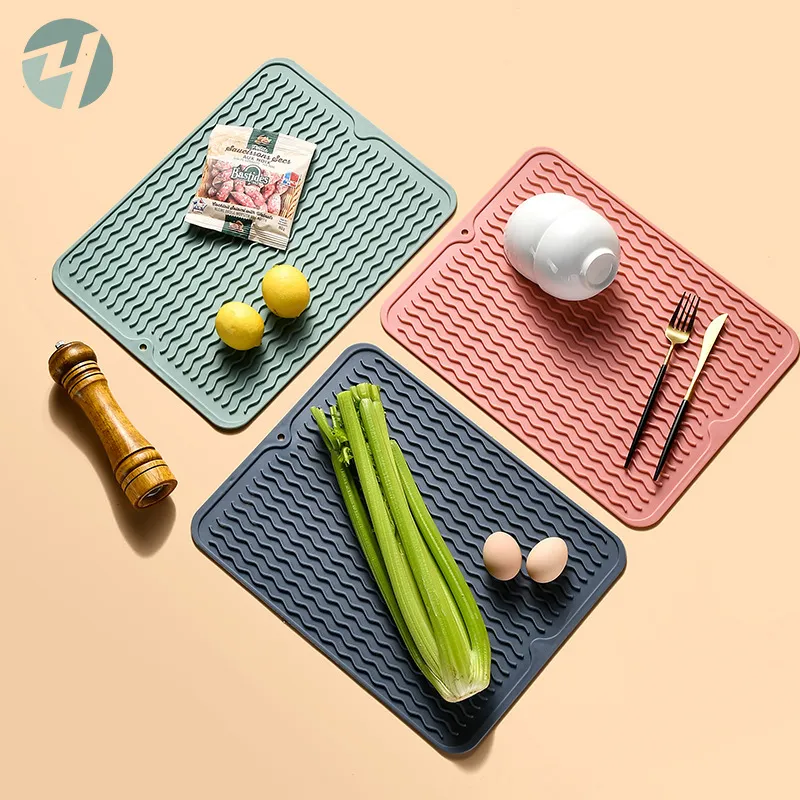 Silicone Table Placemats Tableware Heat Insulation Anti-slip Coaster Mats Kitchen Baking Pad Multifunction Vegetable Draining Mat BH8172 FF