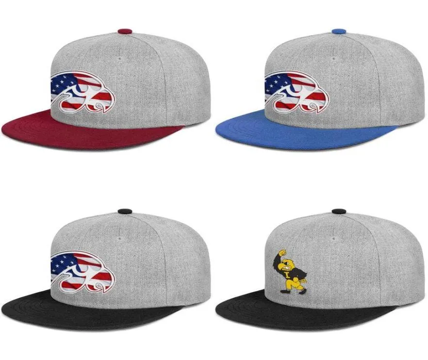 Iowa Hawkeyes Effect Flag Football Mens and Women Flat Edge Baseball Justerbar Cap Custom Vintage Original Hats Logo Yellow Black3296366