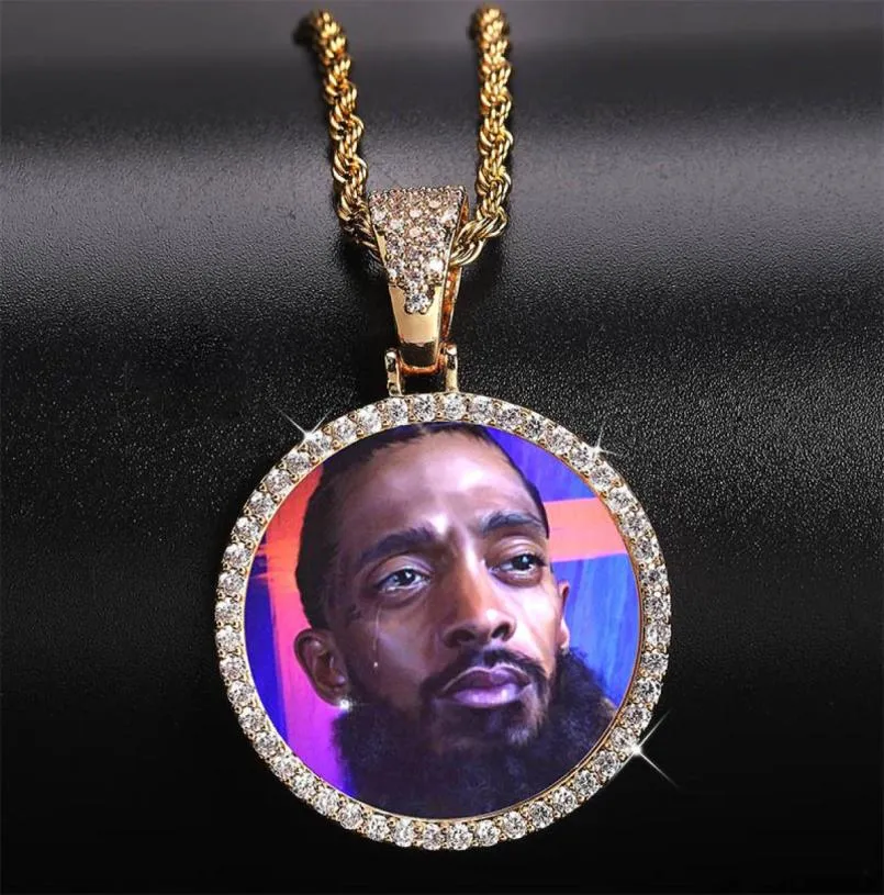 Personalized Custom Po Memory Medallions Solid Pendant Bling iced out Cubic Zircon Necklace For Men Women Hip Hop Jewelry Gift5039943