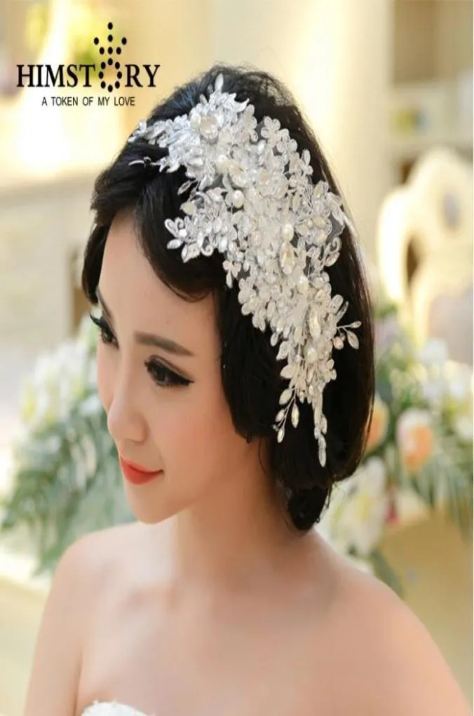 Diadème de mariage en dentelle fait à la main, strass, perles, accessoires de cheveux de mariée, bandeau de mariage en cristal, bijoux de cheveux 2102031618016