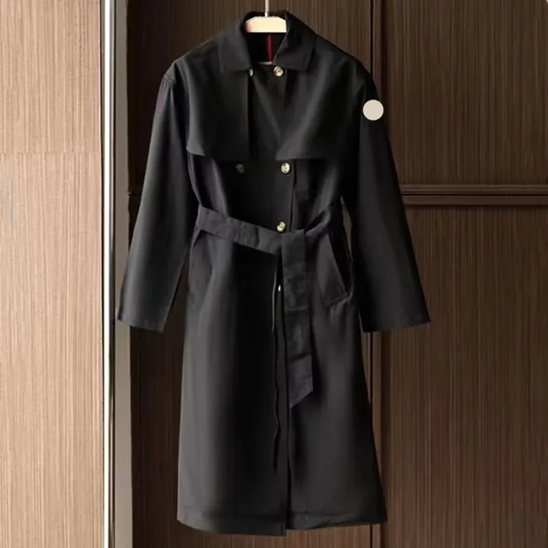 Women Designer Trench Coats Embroidery Badge Medium and Long Waistband with Waistband and Thin Lapel Trench Coat Casual Versatile Sunscreen Coat