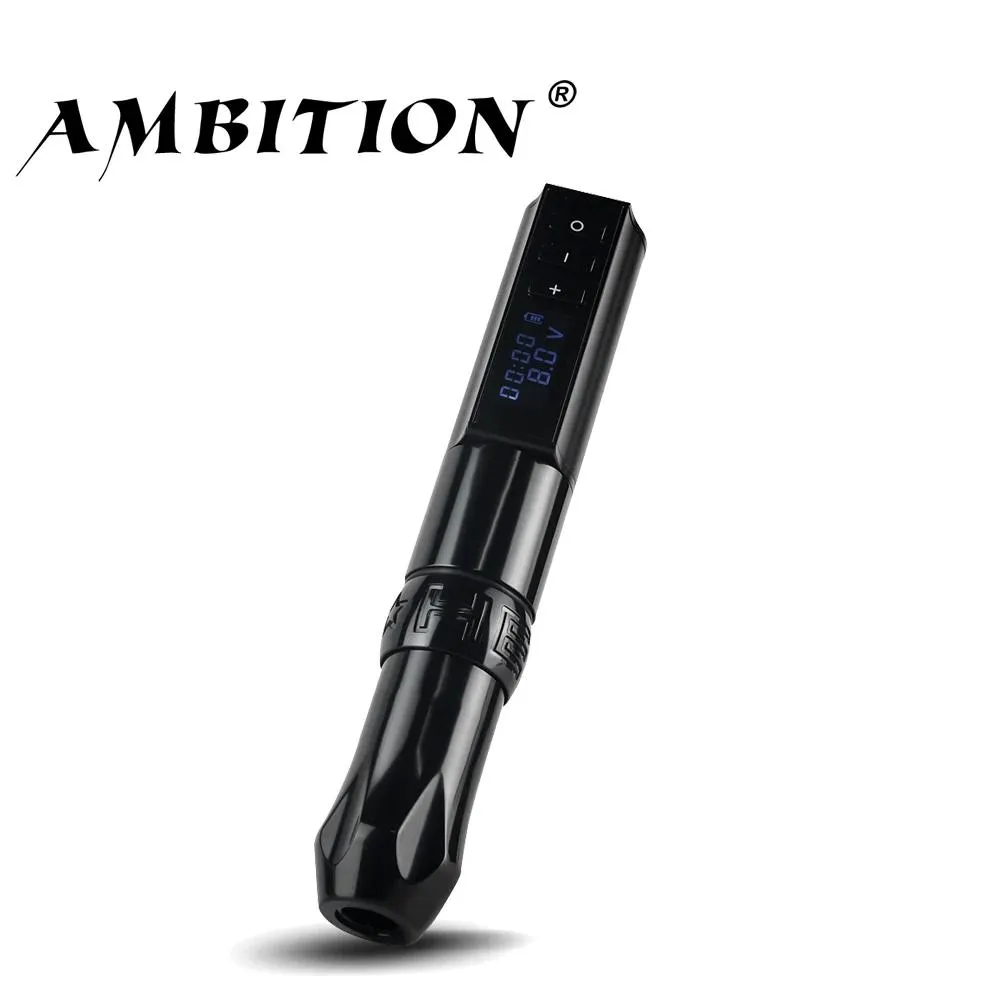 Ambição de máquina Hunter sem fio Tattoo Pen Hine 1650mAh Lítio Fonte de alimentação Led Digital para arte corporal