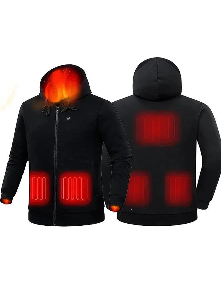 男性の屋外での暖房パーカースウェットシャツ冬の温水服USBサーマルヒートジャケットスポーツウェアP5103 231226をお楽しみください