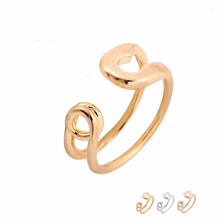 Whole 10pc Lot Funny Big Safety Pin Ring Adjustable Rings Gold Silver Rose Gold Plated Simple Jewelry For Women EFR080247t