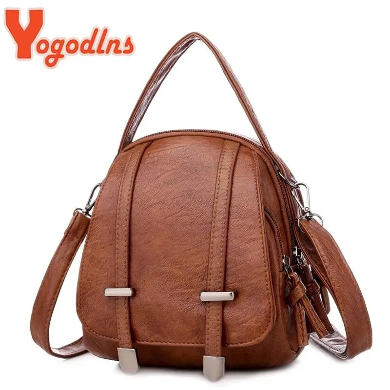 Sacs yogodlns vintage petit sac à bandoulière femmes soft cuir en cuir crossbody sac multifonction sac messager décontracté dame sac à main bolso