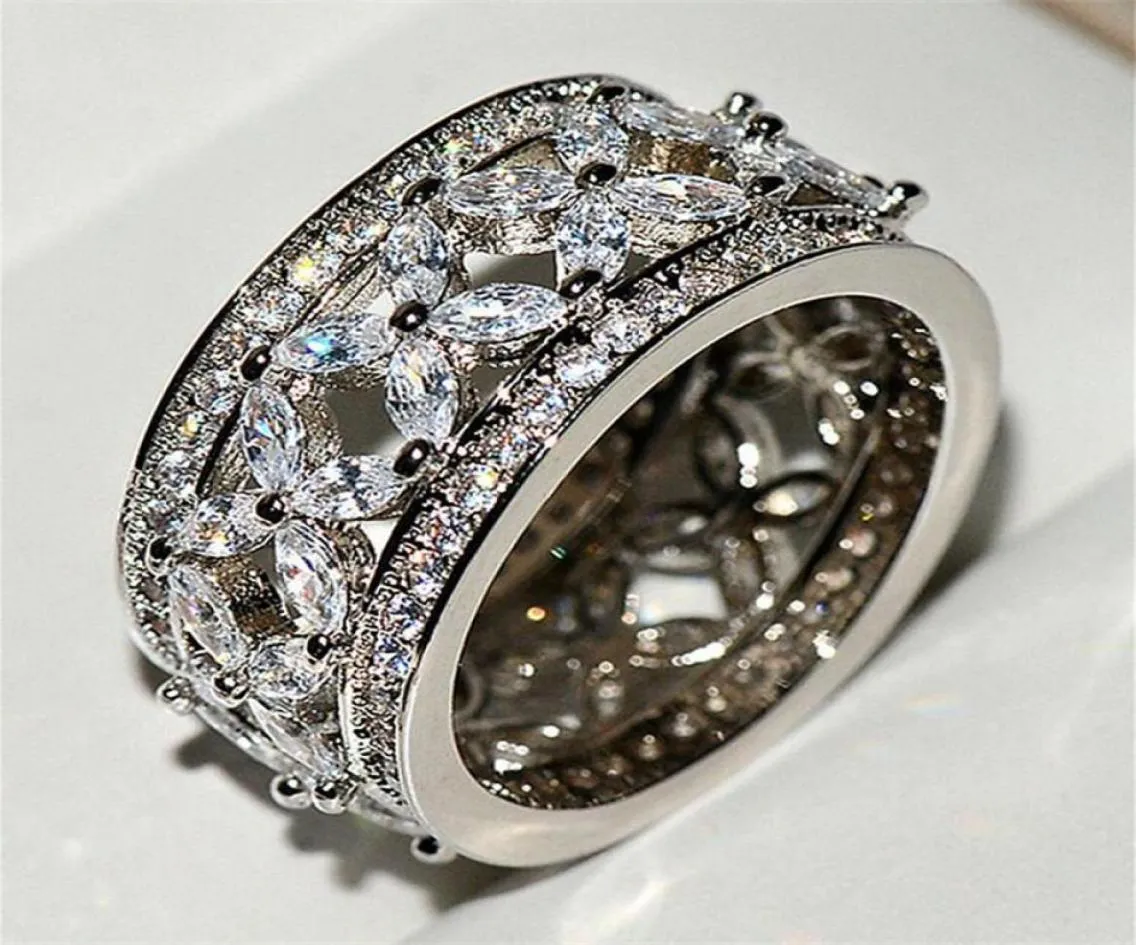 Klasyczna najlepiej sprzedająca się biżuteria modowa 925 Sterling Silver Marquise Cut White Topaz Brefer Stones CZ Diamond Party Women Wedding Rose R4336358