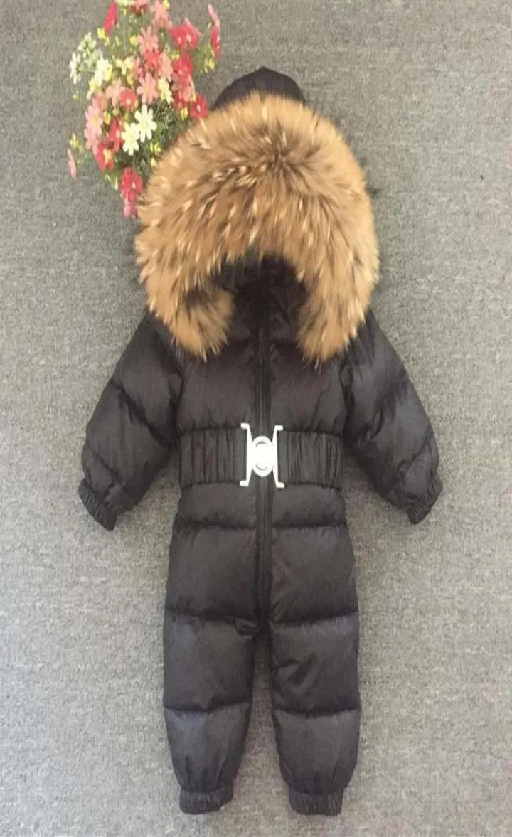 Yeni doğan kız bebek ceket kış gerçek kürk romper erkekler bebek onesie skisuit çocuk catsuit 15 yıl157a5913001