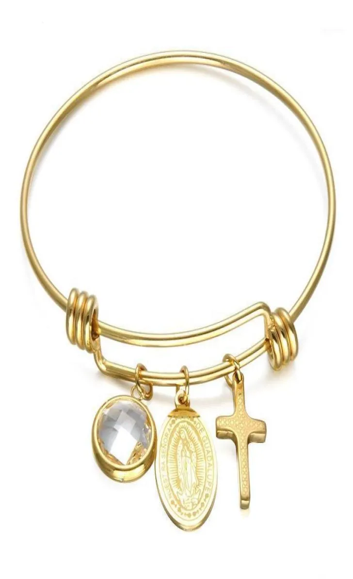Stainless Steel Virgin Mary Bangles Bracelets For Women Catholic
