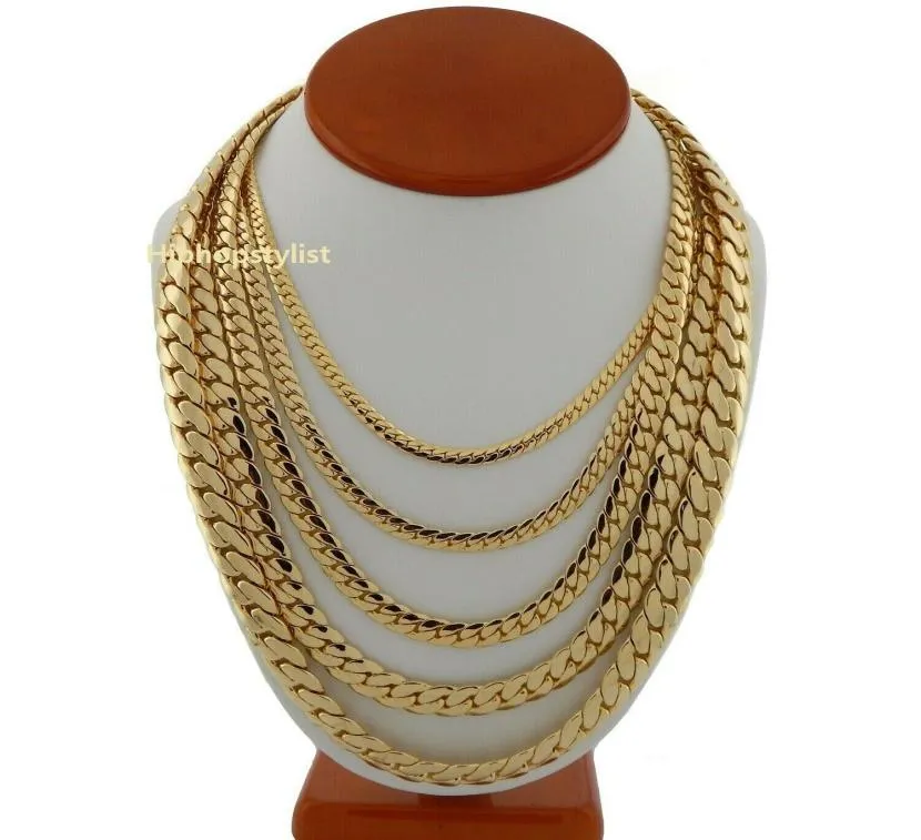Herr Miami Cuban Link Chain Necklace 14K Gold GP 24inch 10mm1766495