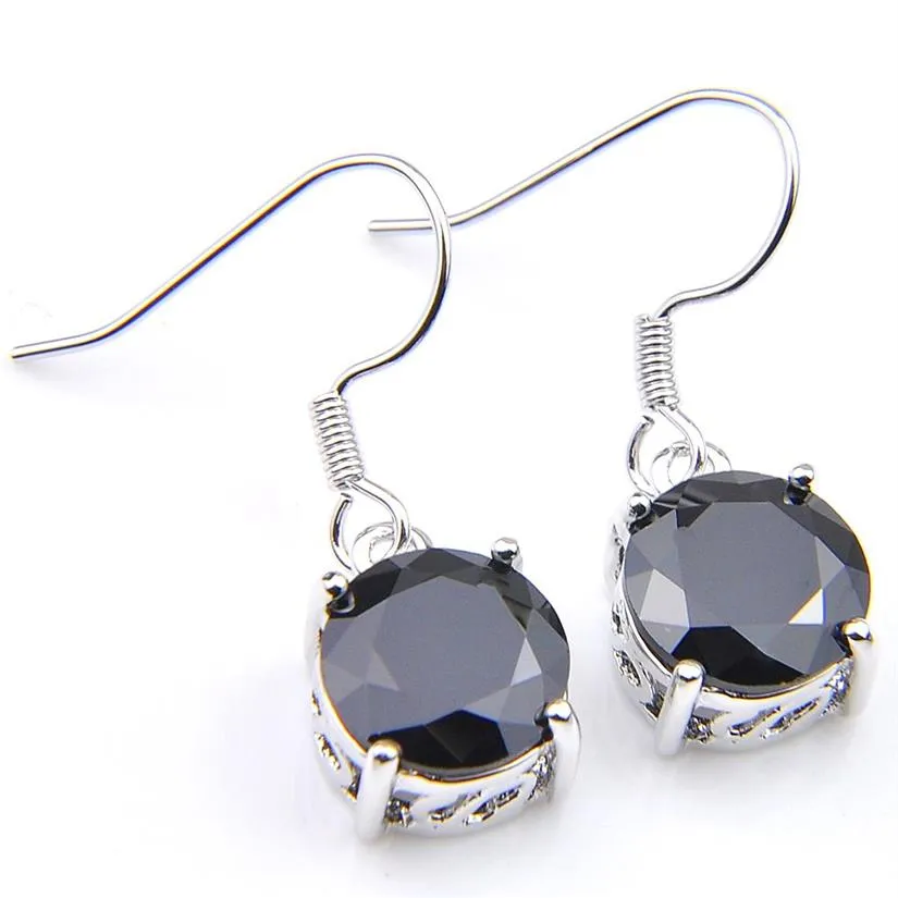 Luckyshine – boucles d'oreilles rondes en onyx noir mystique, 10 paires, boucles d'oreilles en argent, cadeau de vacances, pendantes, new231J