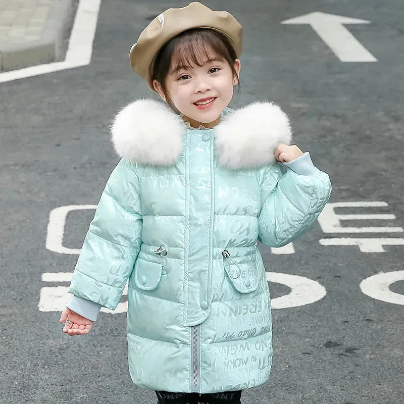 Petite fille hiver doudoune imperméable lettre brillante chaud vêtements d'extérieur pour filles manteau 2-8 ans enfants infantile fille Parka Snowsuit 231226