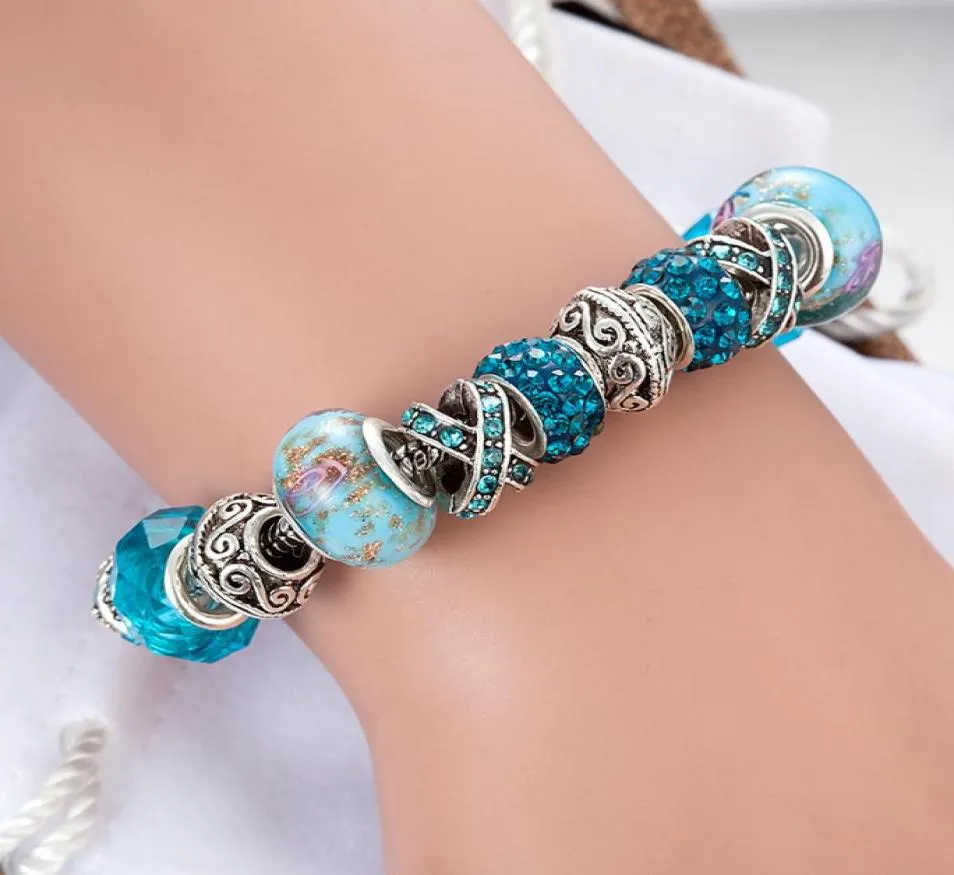 Strands Blue Magic Beads armband 925 zilver Crystal Diy sieraden cadeau8050359