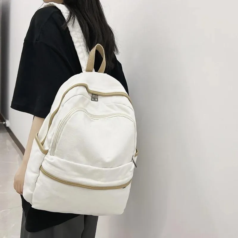 Bolsas para niñas adolescentes chicas sólidas lienzo lavado mochila para mujeres de gran capacidad